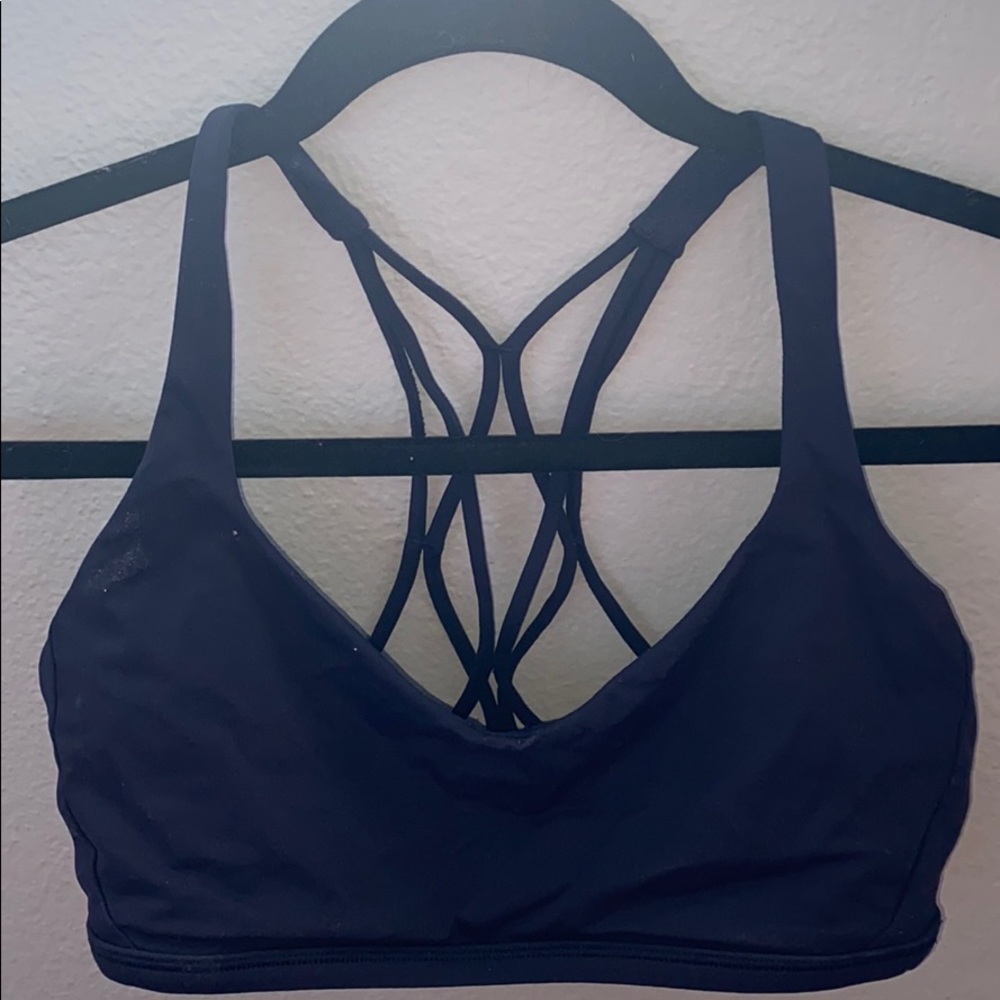 navy blue lulu lemon razor back sports bra